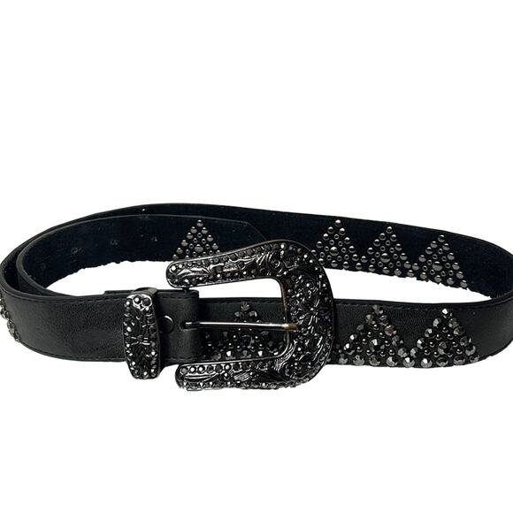 Western Cowgirl Bling Studded Leather Belt size 36 - Picture 1 of 10